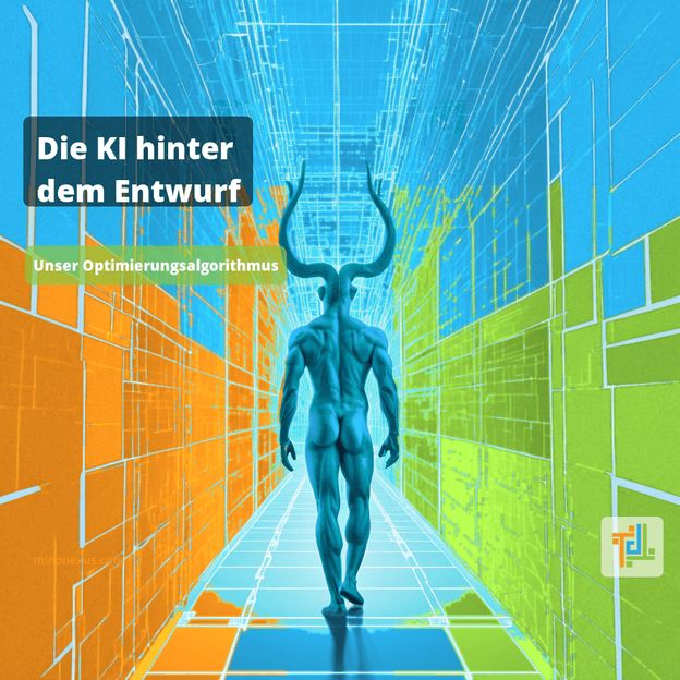 Der Minotaurus im Labyrinth - Illustration in den Minonexus-Farben