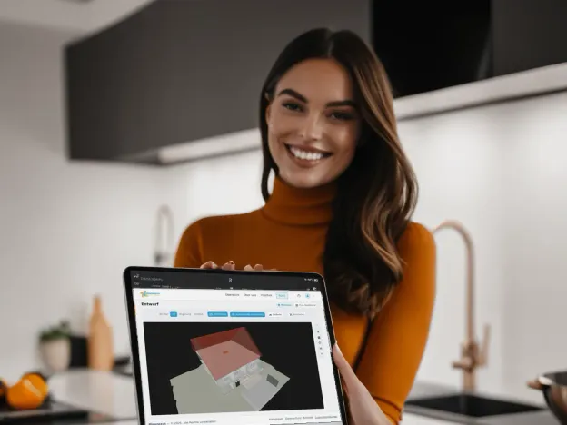 Bauherrin mit MinoSketch 3D-Entwurf auf dem Tablet
