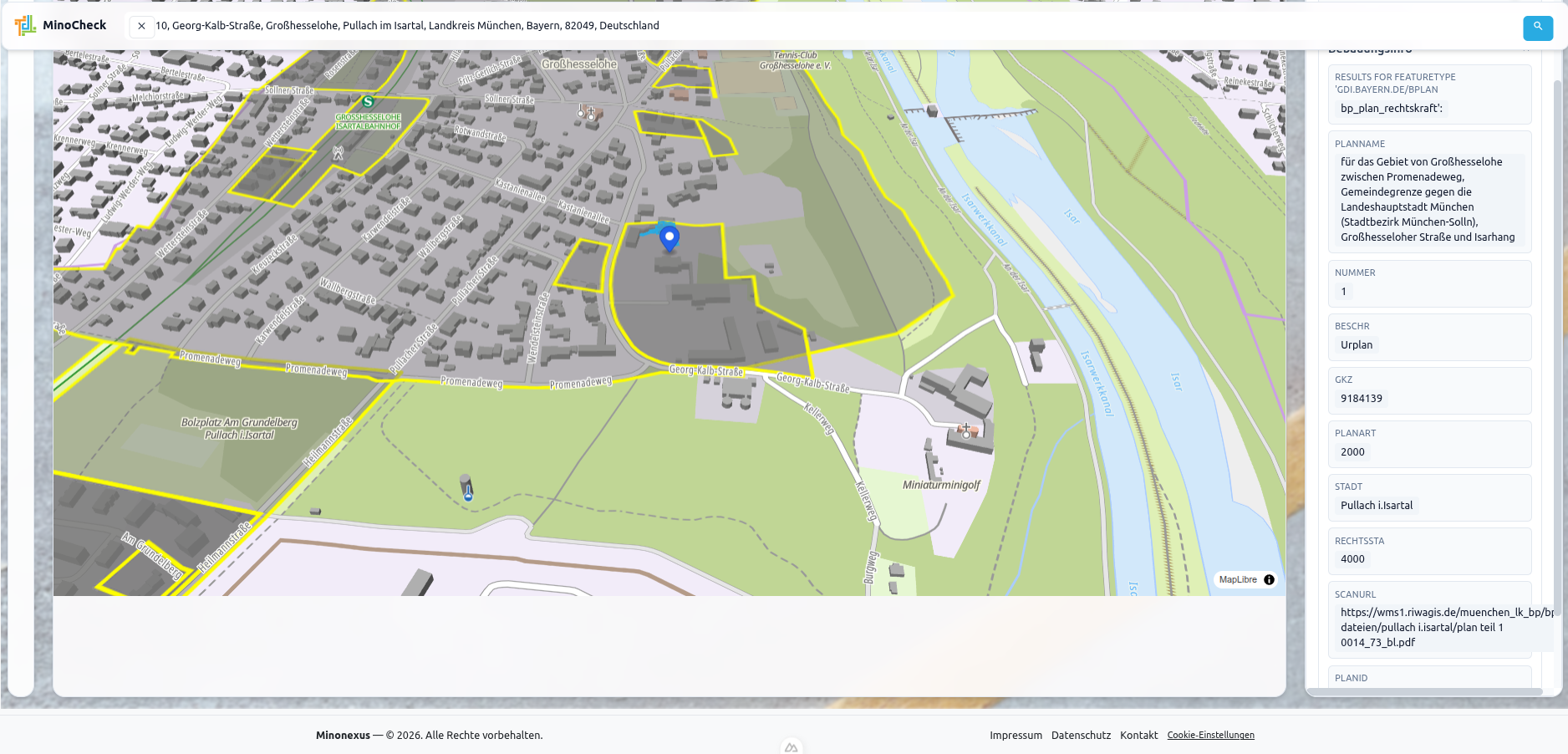 MinoCheck – Bebauungsplan-Details
