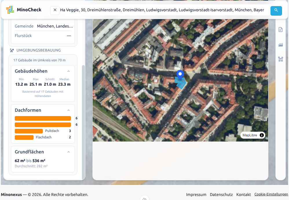 MinoCheck – Statistik der Umgebungsbebauung