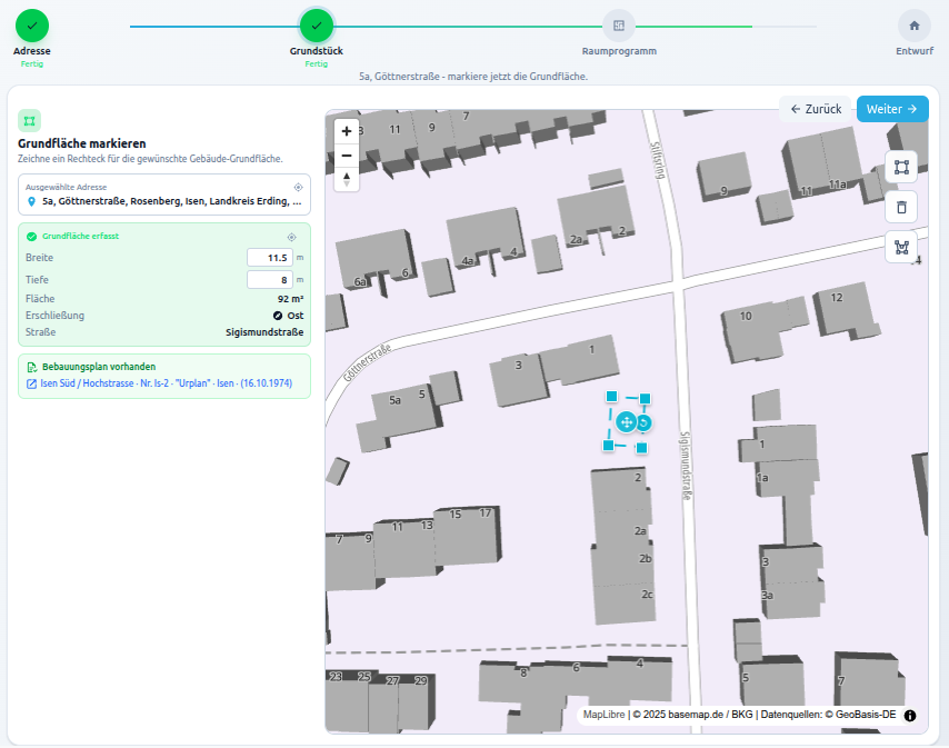 MinoSketch – Grundfläche auf der Karte markieren