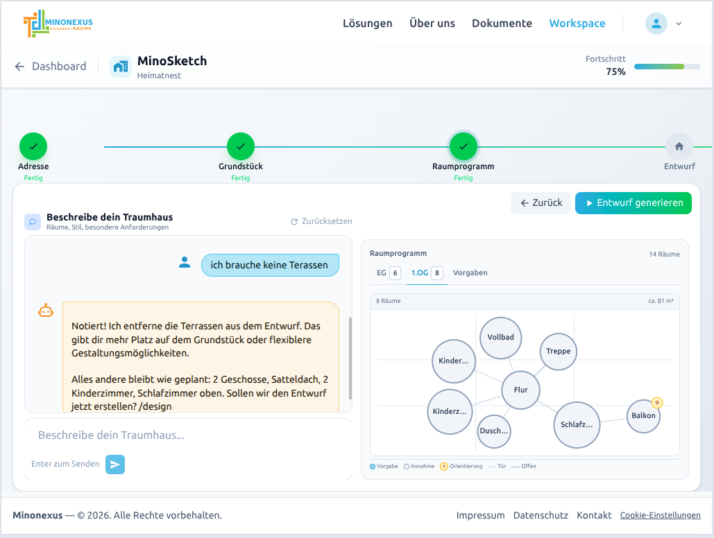 MinoSketch – Chat und Blasendiagramm